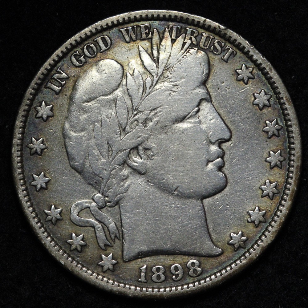 1898 Barber Silver Half Dollar VF E328 AURHO