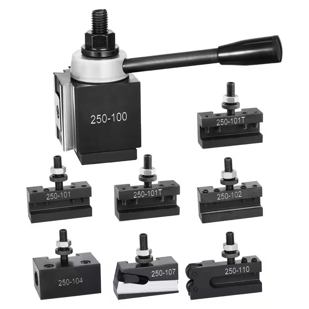 Quick Change Tool Post Set, 8Pcs, Includes Lathe Tool Holders 12 In. Metal Wedge