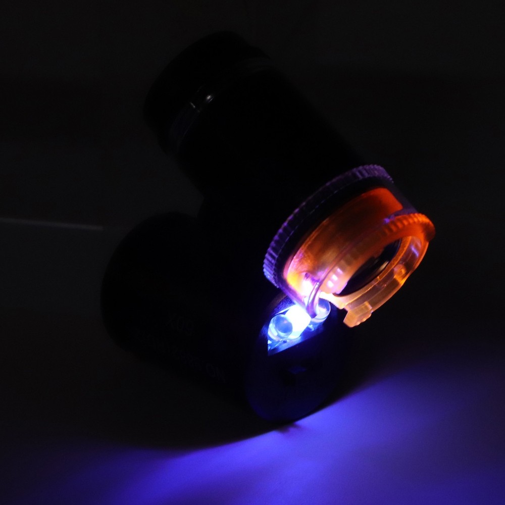 Mini 60X LED Microscope & UV Currency Detector Adjustable Light Angle PocketNew☚
