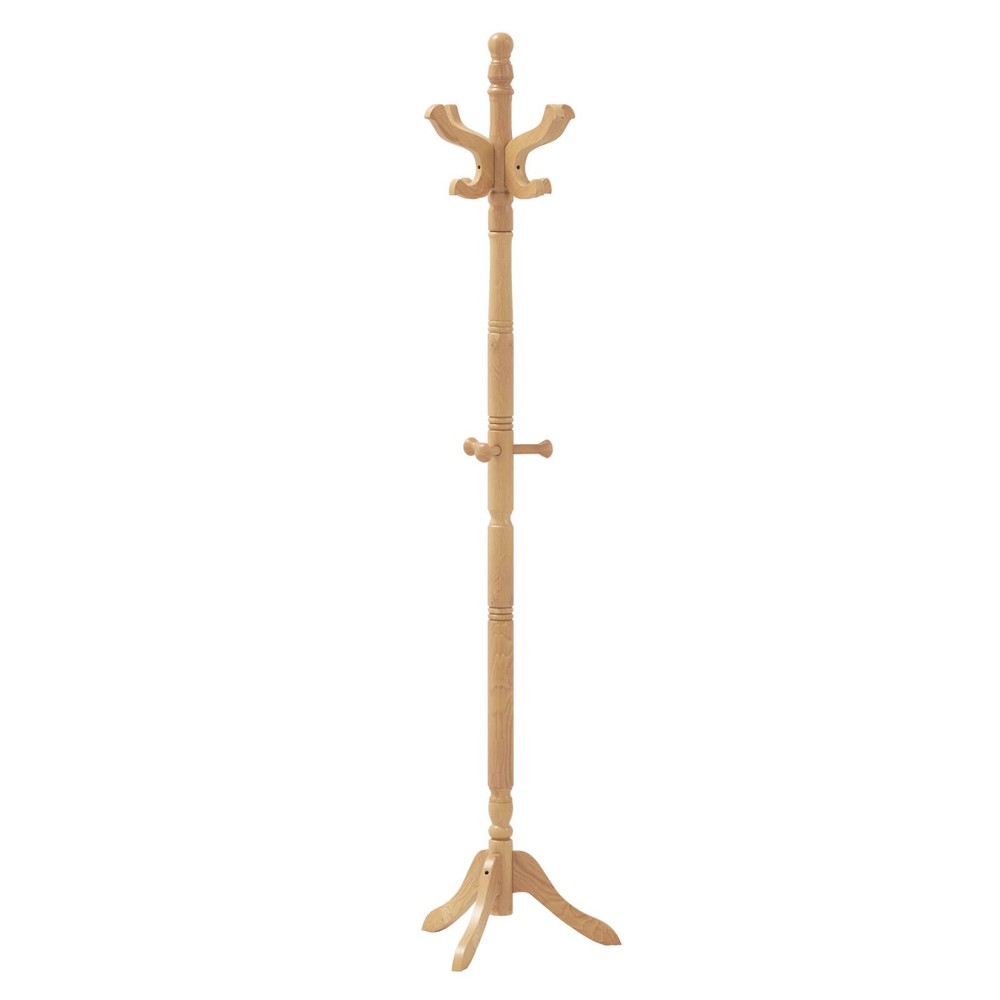 Solid Rubber Wood Coat Rack with 3 Adjustable Heights and 11 Hooks for Hallway