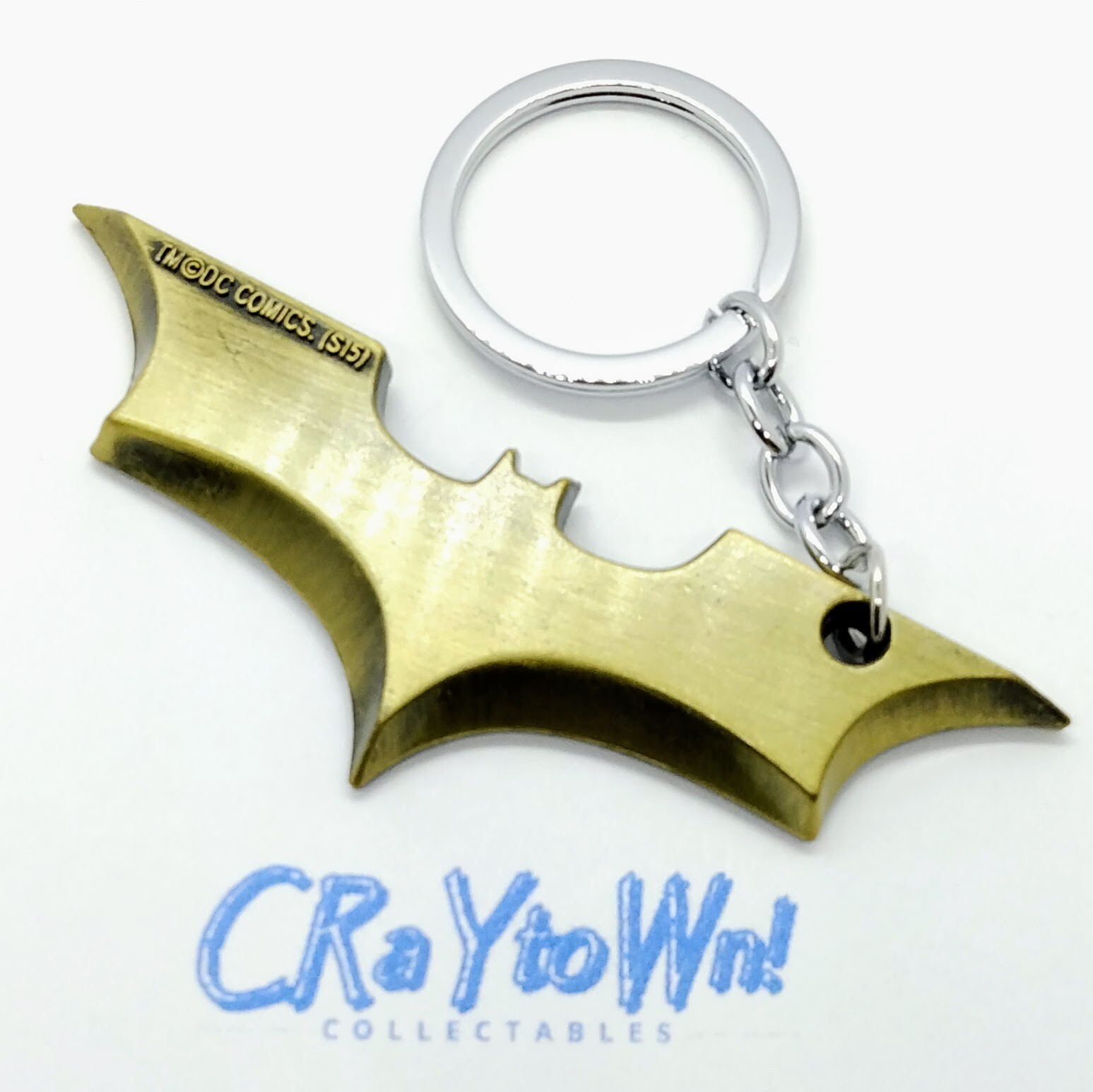 BATMAN KEYCHAIN Gold Thick Bat Logo Intricate Design Key Chain/Keyring