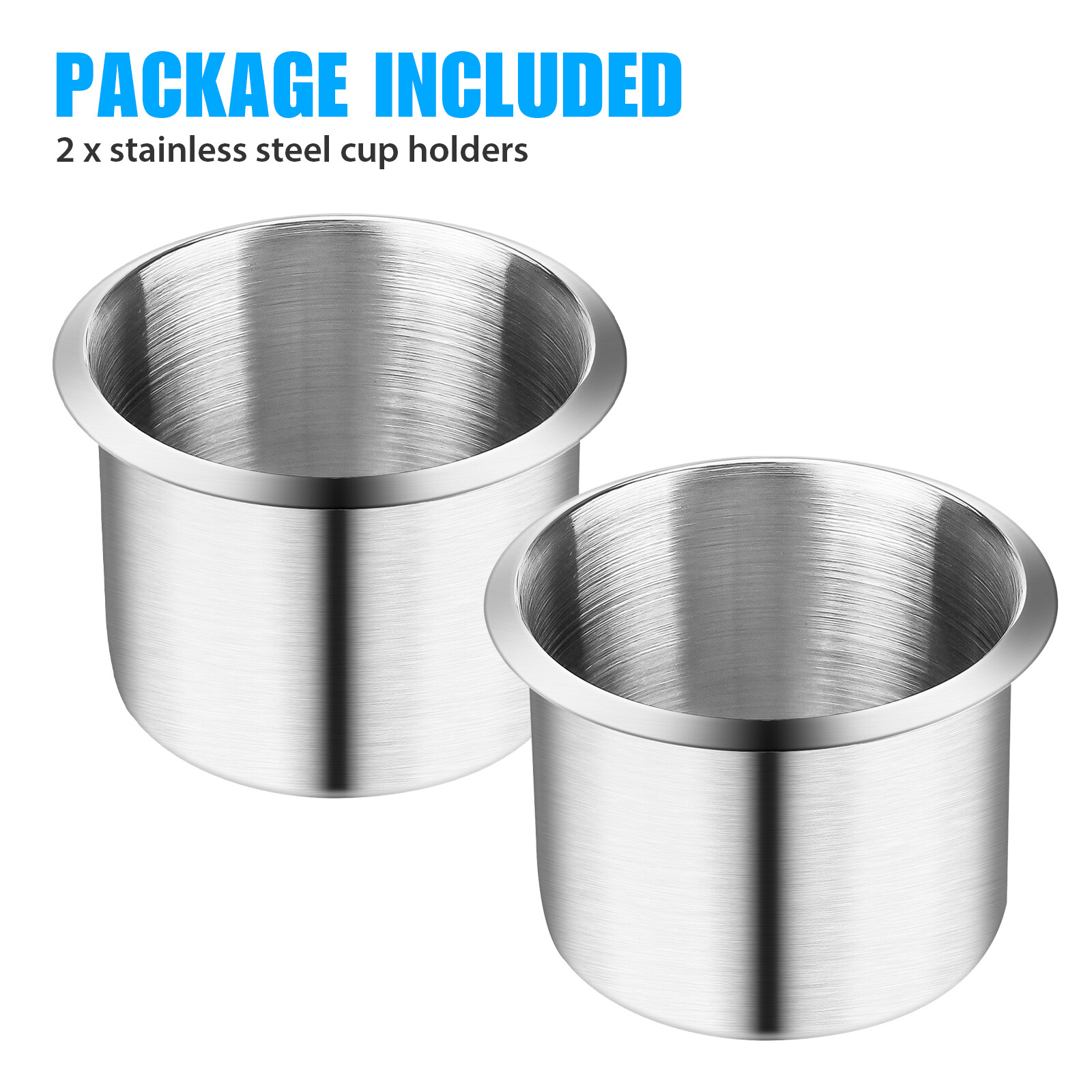 2x Universal Stainless Steel Cup Drink Holders for Car Boat Truck Marine Camper
