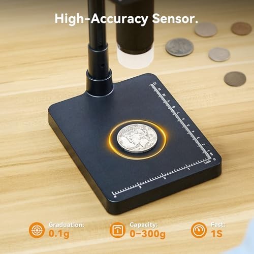 4.3" Digital Coin Microscope with Scale, Adjustable LED, Error Coin Magnifier fo