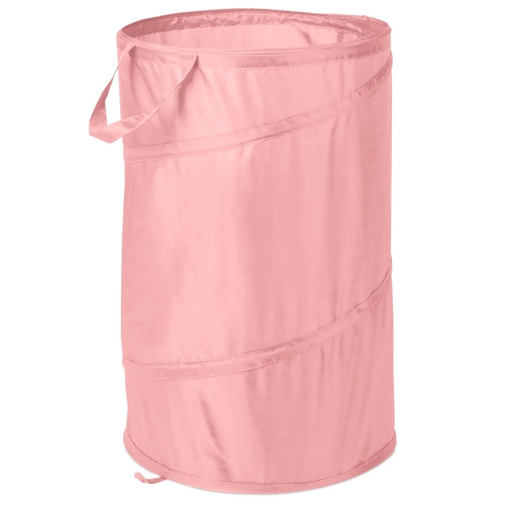Up Spiral Polyester Laundry Hamper with Frame Pink Clothes Basket Organizer
