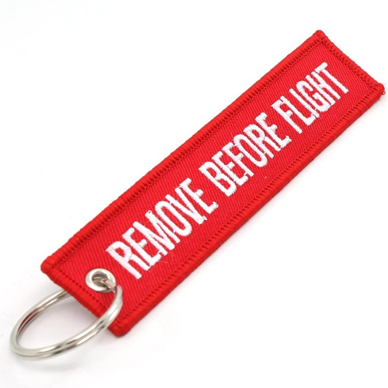 5pcs Remove Before Flight Keychain Embroidered Jet Tag