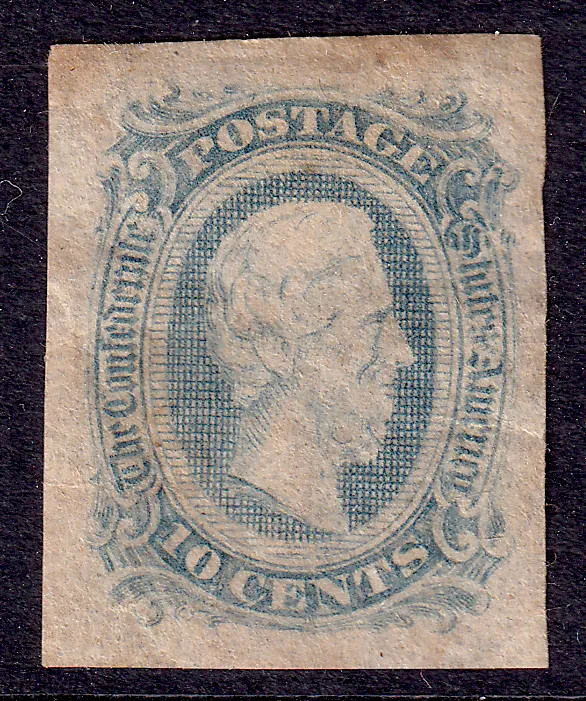 US Scott Confederate 11, 1863 Davis, 10c blue, H MINT