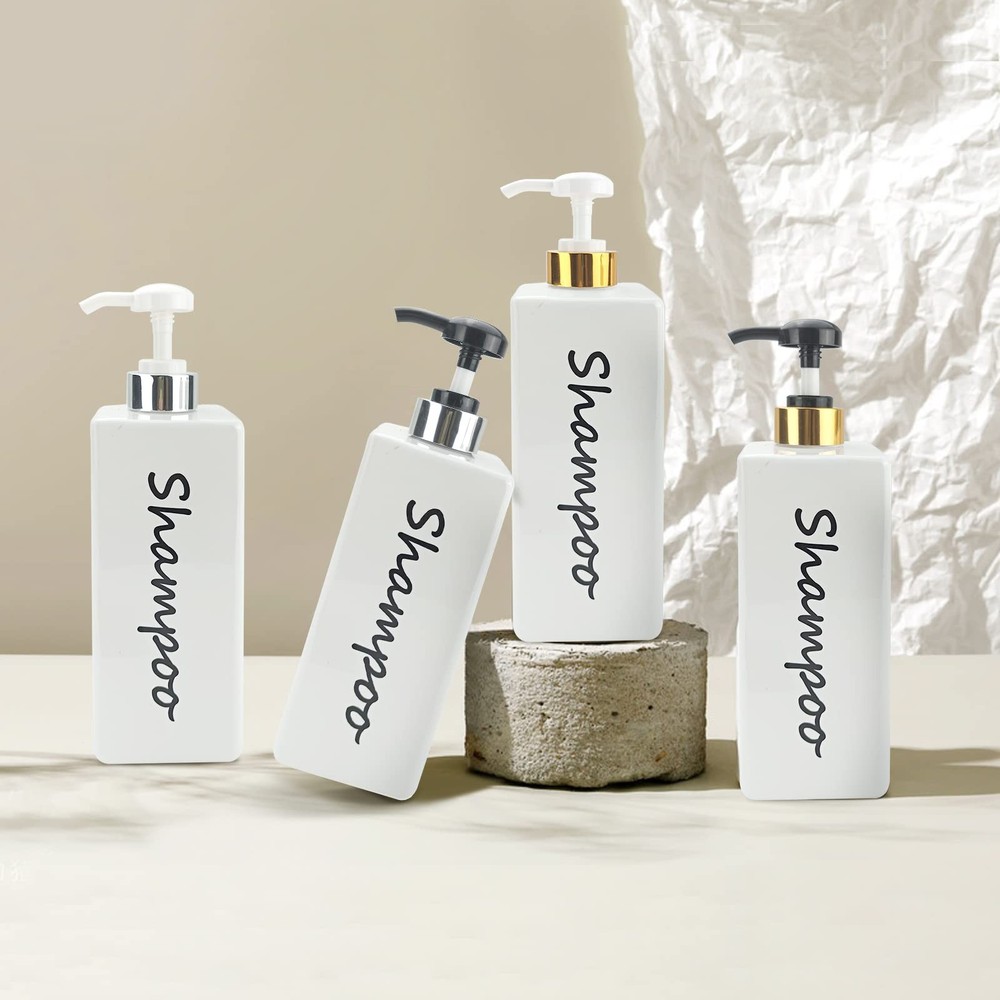Modern 21oz Refillable Pump Dispenser Bottles Set for Shampoo Conditioner Bod...
