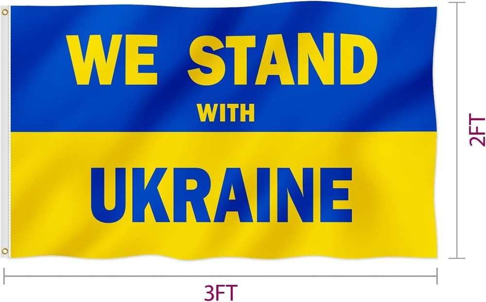 Fade-Resistant We Stand With Ukraine Flag 2x3FT - Durable Polyester with Grom...
