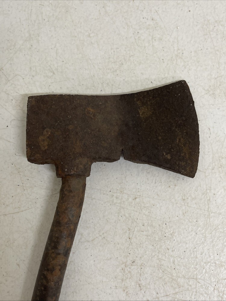13" Hand Forged Antique Hand Axe Hatchet With Curved Handle Rustic Primitive