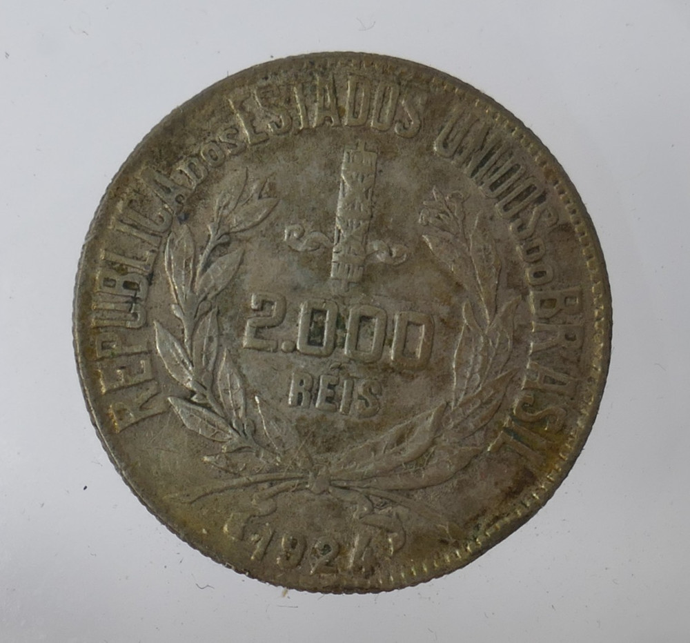 Brazil 1924 Silver 2000 Reis Silver Coin