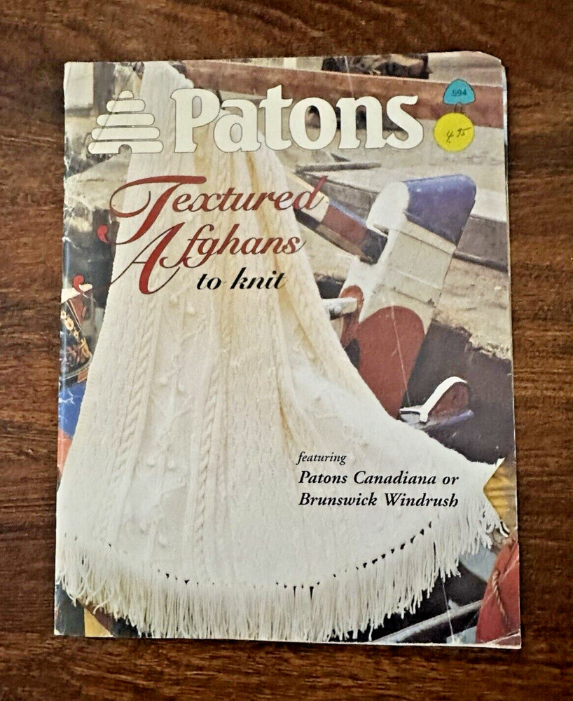 1996 PATONS Textured Afghans Knitting Pattern Book #594 Canada