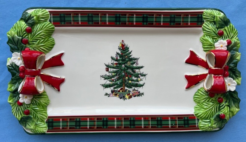 Spode Christmas Tree Tartan Serving Tray New