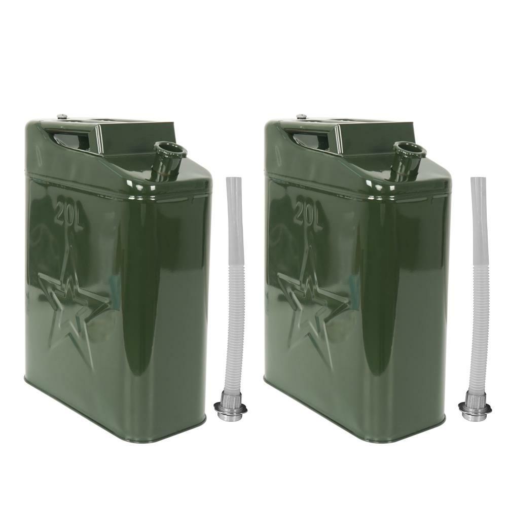 2PCS Jerry Can 5 Gallon 20L Can Metal Tank Emergency Backup Off-road