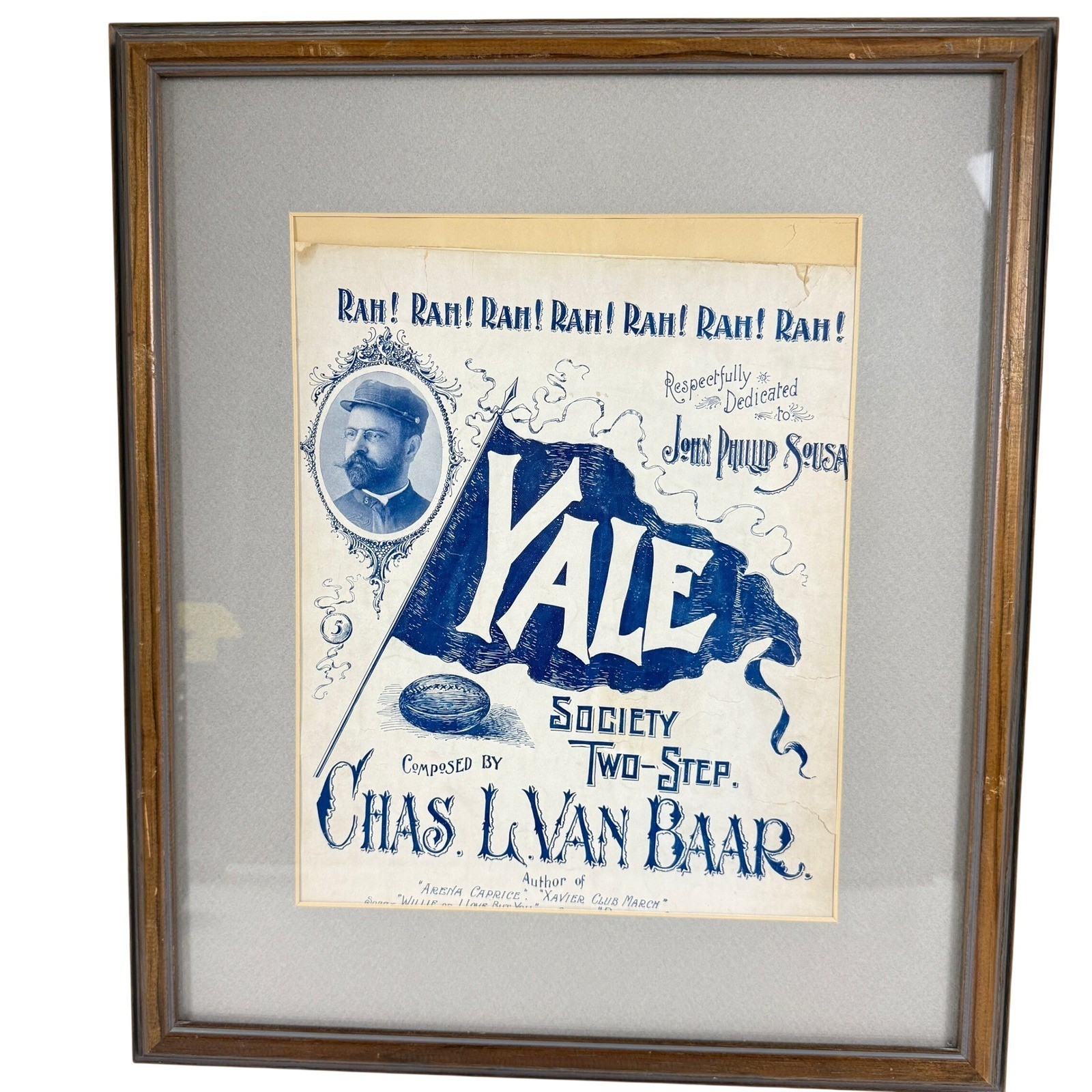 Antique Yale Society Two Step Framed Sheet Music c1900s Decor Music Room Office