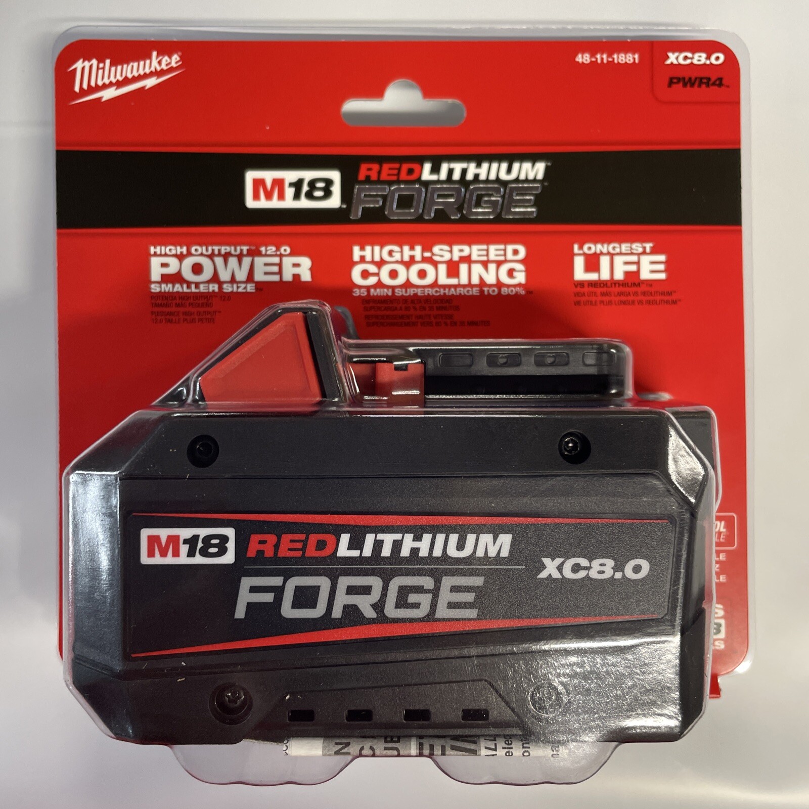 Milwaukee 48-11-1881 M18 Forge Lithium 8 Amp Battery New in package