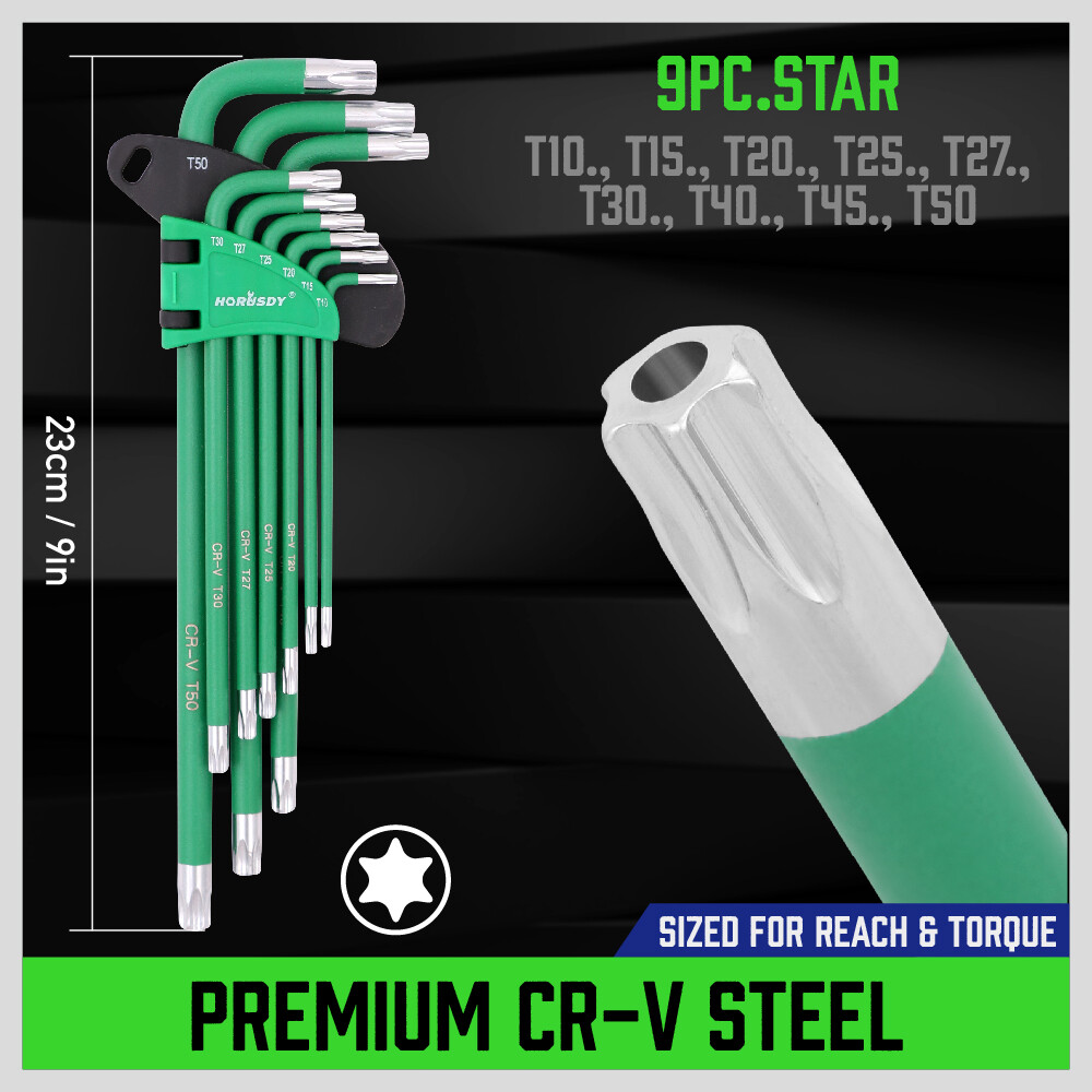 37pc Ball End Hex Key Allen Wrench Set Star Long Arm SAE Metric Industrial Grade