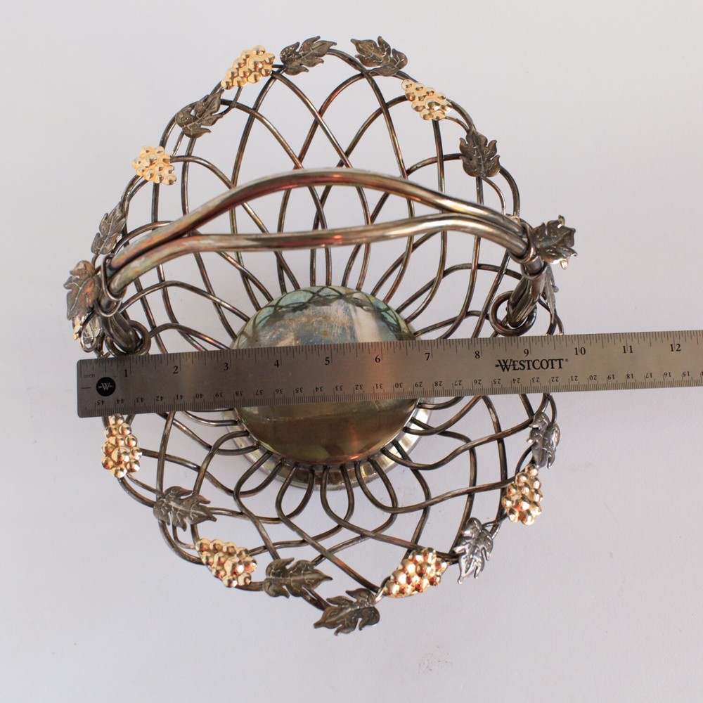 GODINGER Silver ART Vineyard GRAPE VINE SILVER PLATED BASKET with Handle