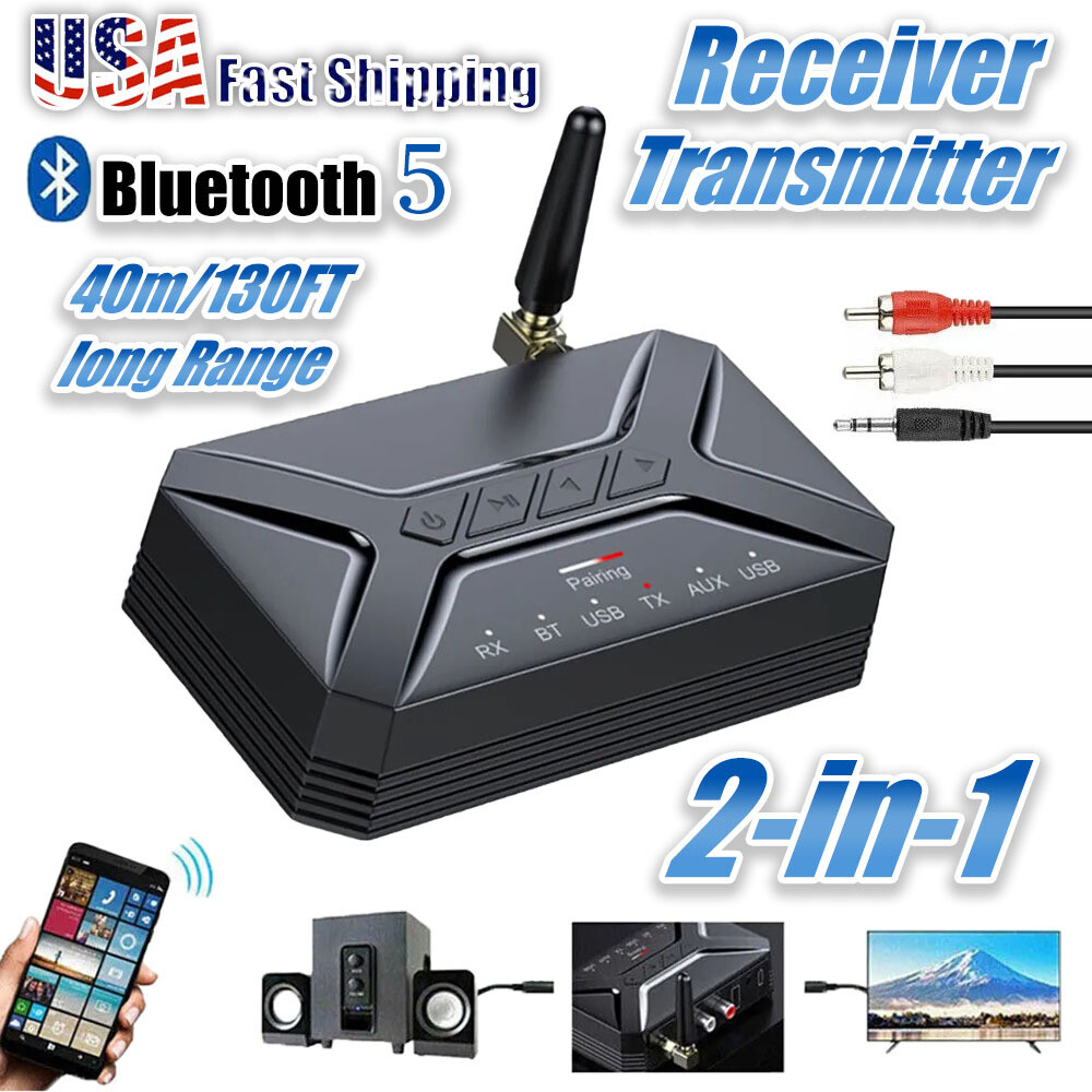 Bluetooth Transmitter Receiver Adapter Long Range For TV Home Car Stereo Audio