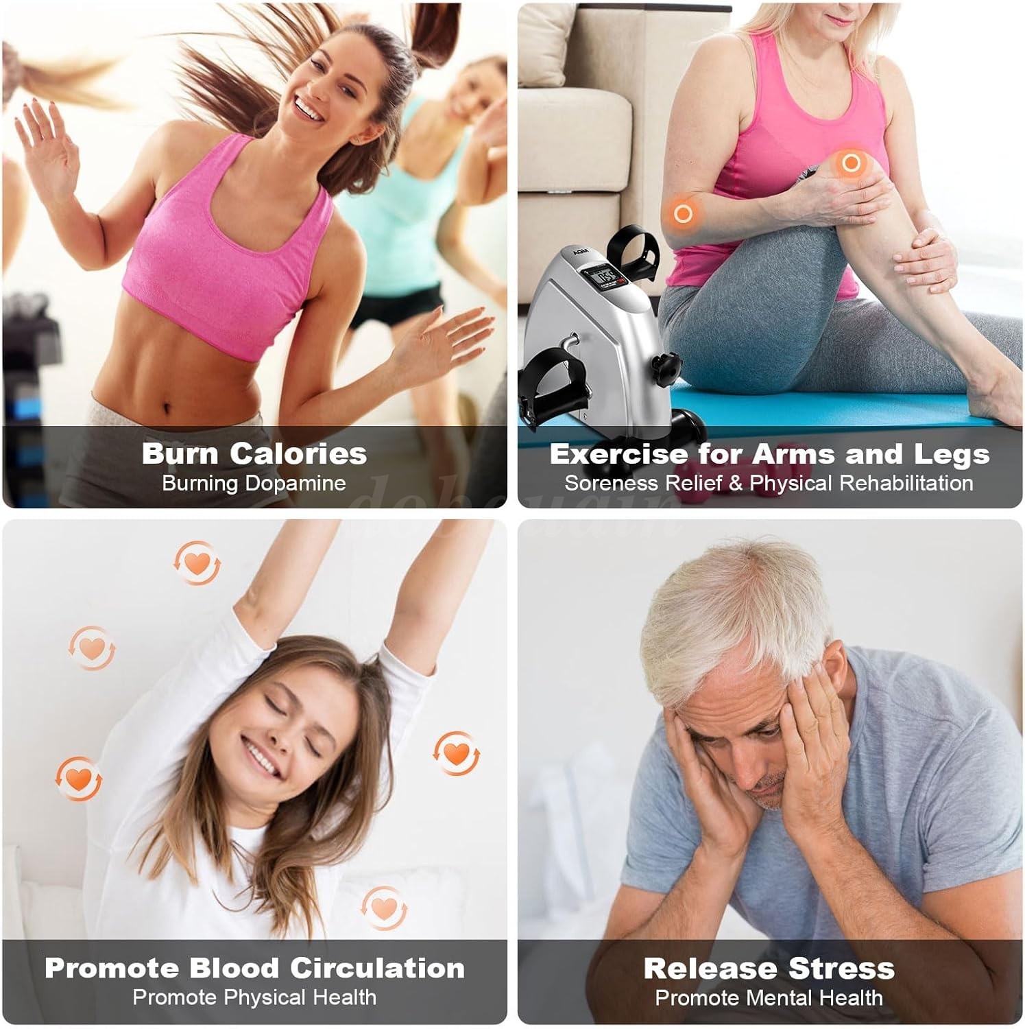 Portable Mini Cycle Bike Foot Pedal Exercise Machine Arm Leg Recovery Peddle US