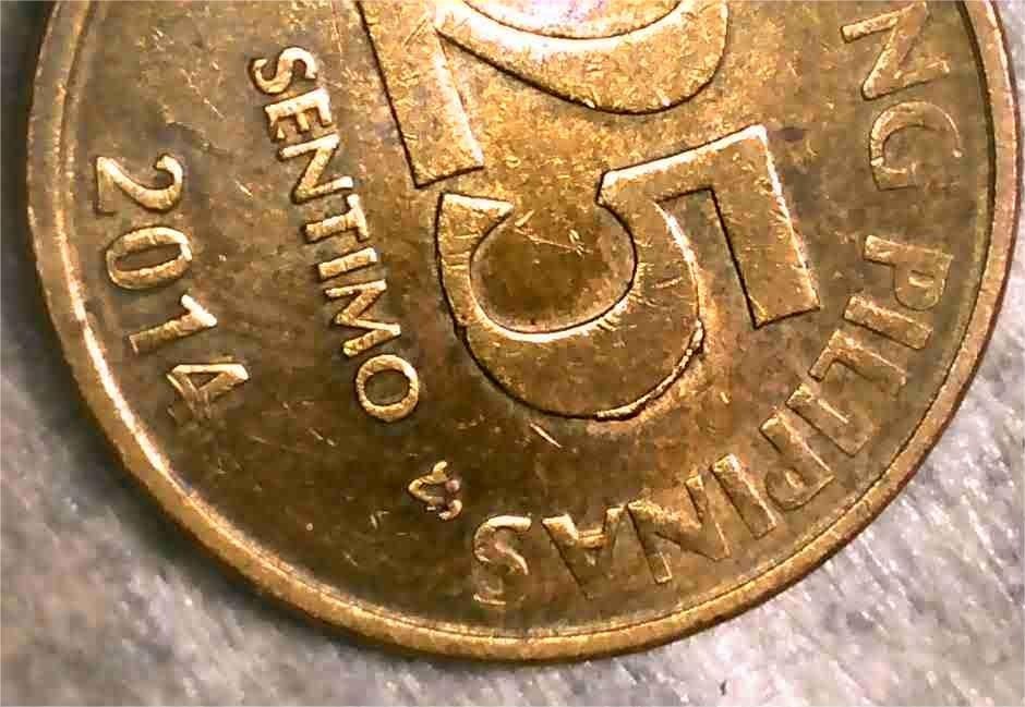 PHILIPPINES 25 SENTIMO 2014 DOUBLE DIE ERROR