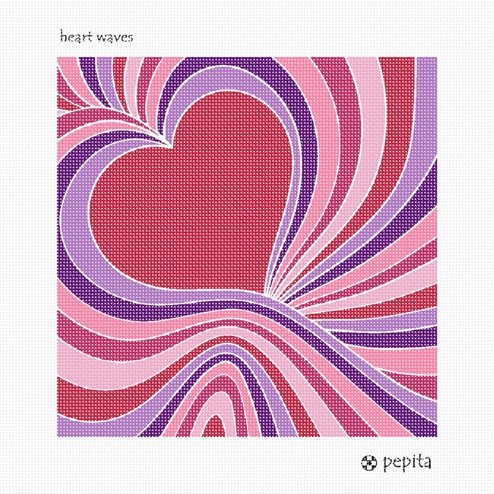 Heart Waves Needlepoint Kit or Canvas