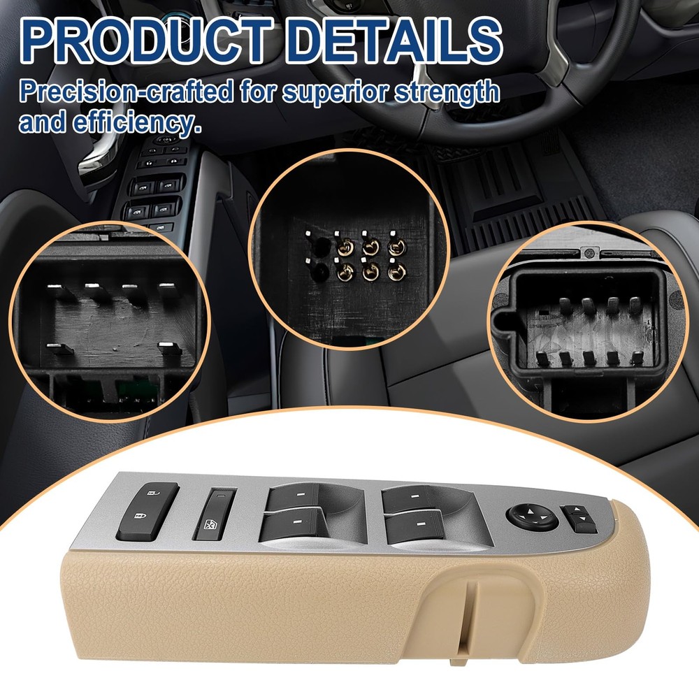 22968506 Master Power Window Switch, Beige Bezel, Mirror, & Lock
