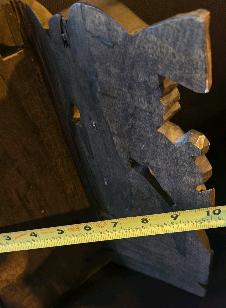 Vtg Hand Carved Aztec Mayan Intricately Carved Wood Warrior Mask Snake Jaguar