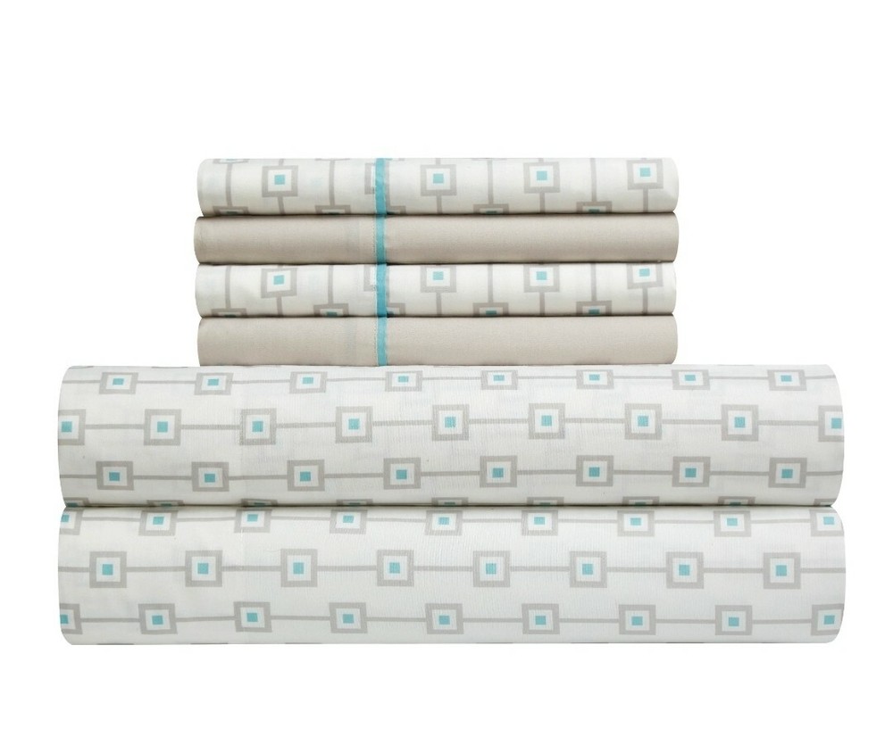 CASA 7-Piece Solid Reversible Comforter Set With BONUS Sheets, Full, Aqua