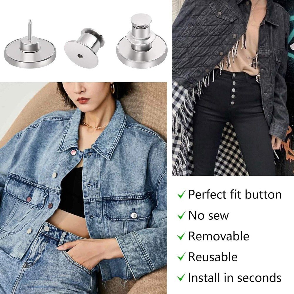 8 Sets Premium Instant Replacement Button Pins - Adjustable - Wide Applications