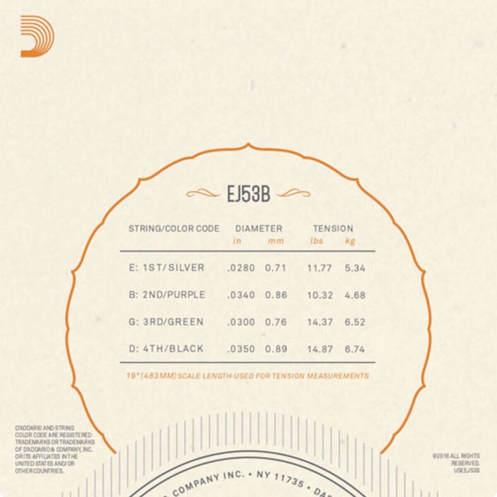 D'Addario Ukulele Strings 3 Sets Black Nylon EJ53B Uke Baritone