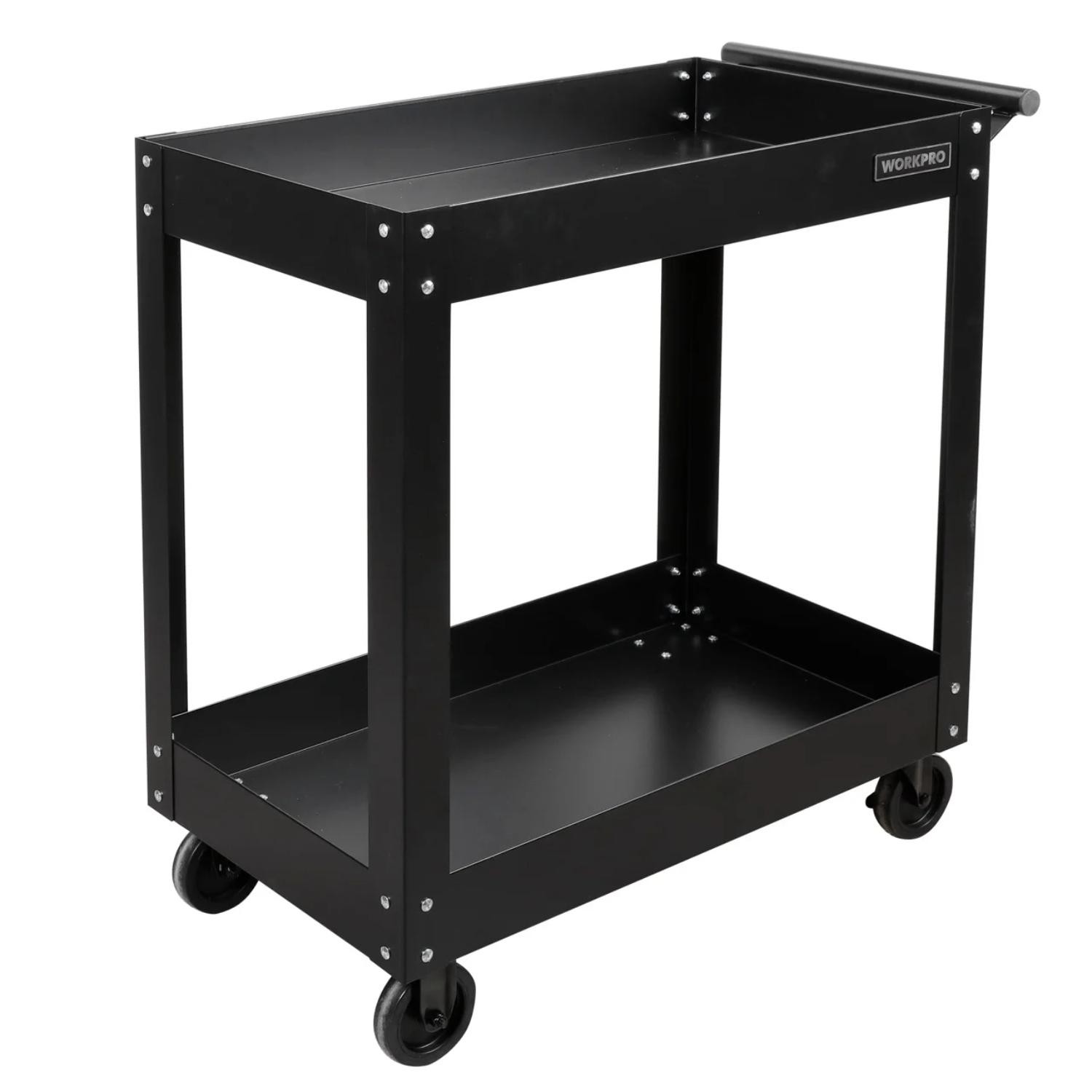 WORKPRO 32 Metal Rolling Utility Cart - Durable Steel Frame Spacious Top Surface