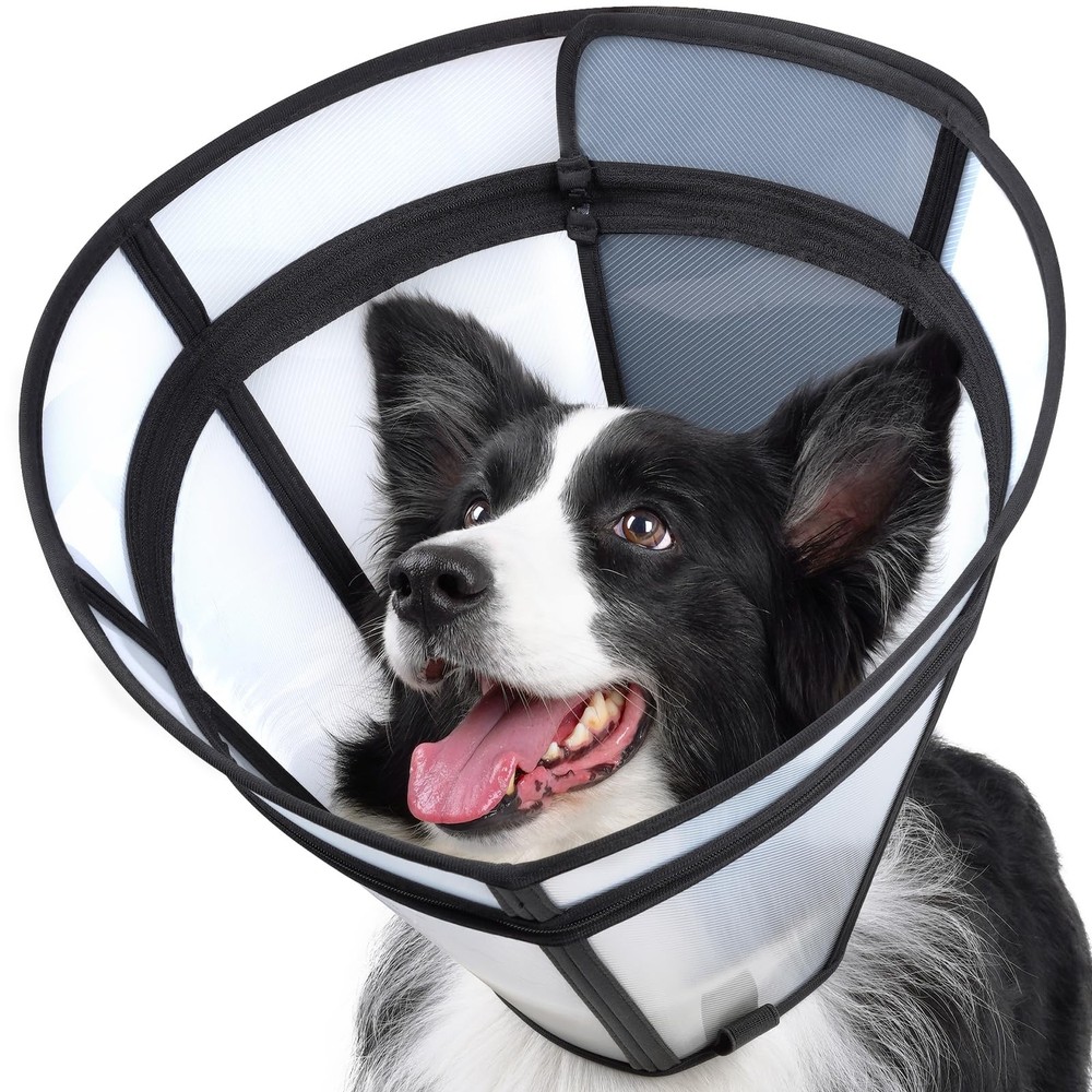 Dog Cone, Transparent Recovery Collar for Large Medium Small Pets, Adjustable...