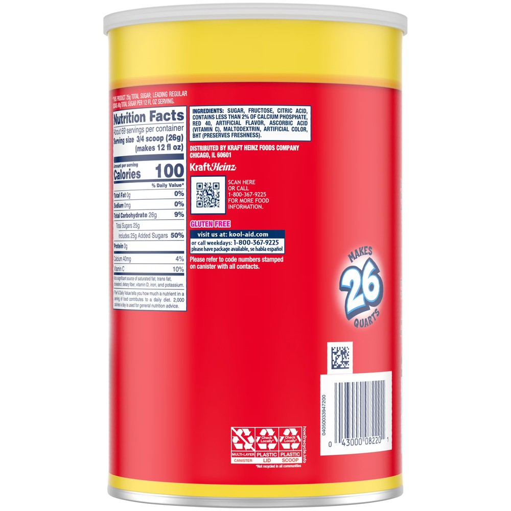 63 oz Cherry Kool Aid Powder Drink Mix Can