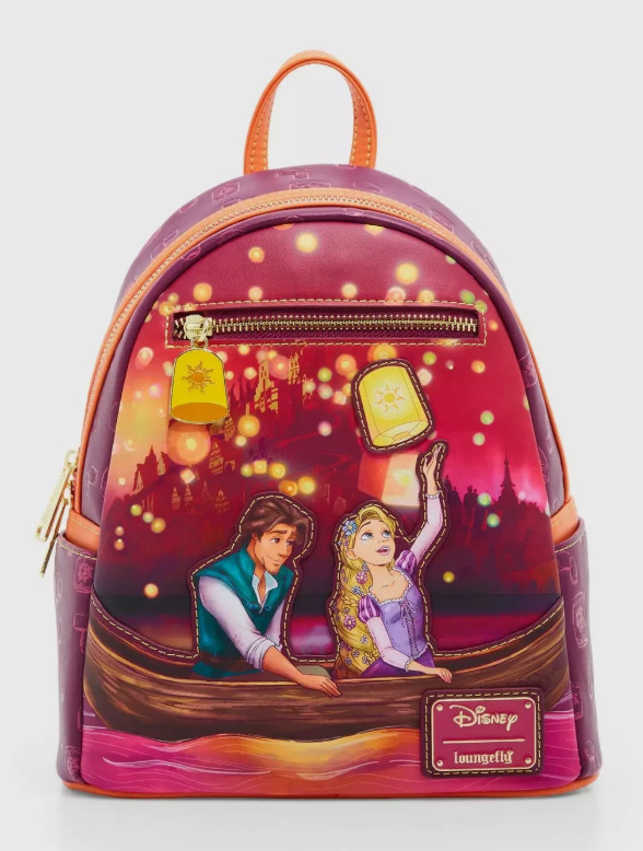 Loungefly Mini Backpack TANGLED RAPUNZEL FLYNN Glow in Dark Boat Scene Pink