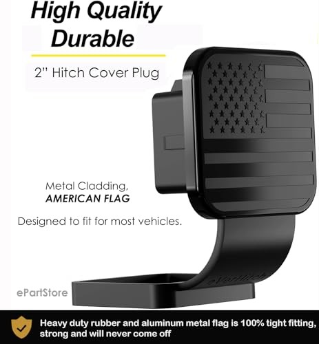 American Flag Universal Trailer Hitch Cover Tube Fits 2" receiver Black Metal