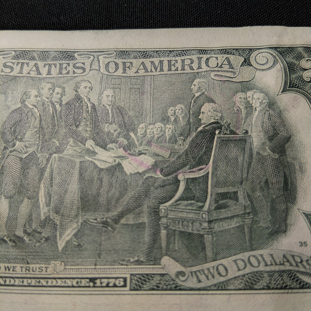 $2 Bill 1976 Series F Crispy, Uncirculated(Misaligned Miscut Print Offset...