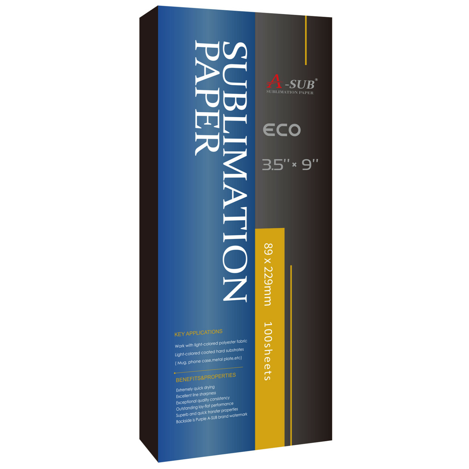 A-SUB Sublimation Paper 3.5X9 100 Sheet for Mug Cup Tumbler Inkjet Heat Transfer