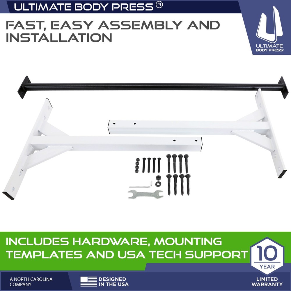 Wall or Ceiling Mount Pull Up Bar with 48” Straight Bar and 22” Risers