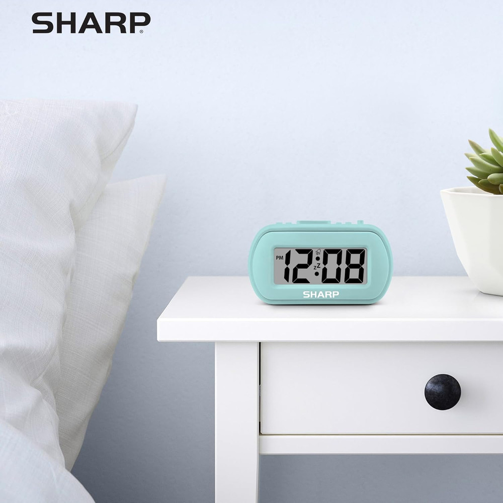 SHARP Digital Alarm Clock – Tactile Case with Soft Rubberized Finish - Battery O