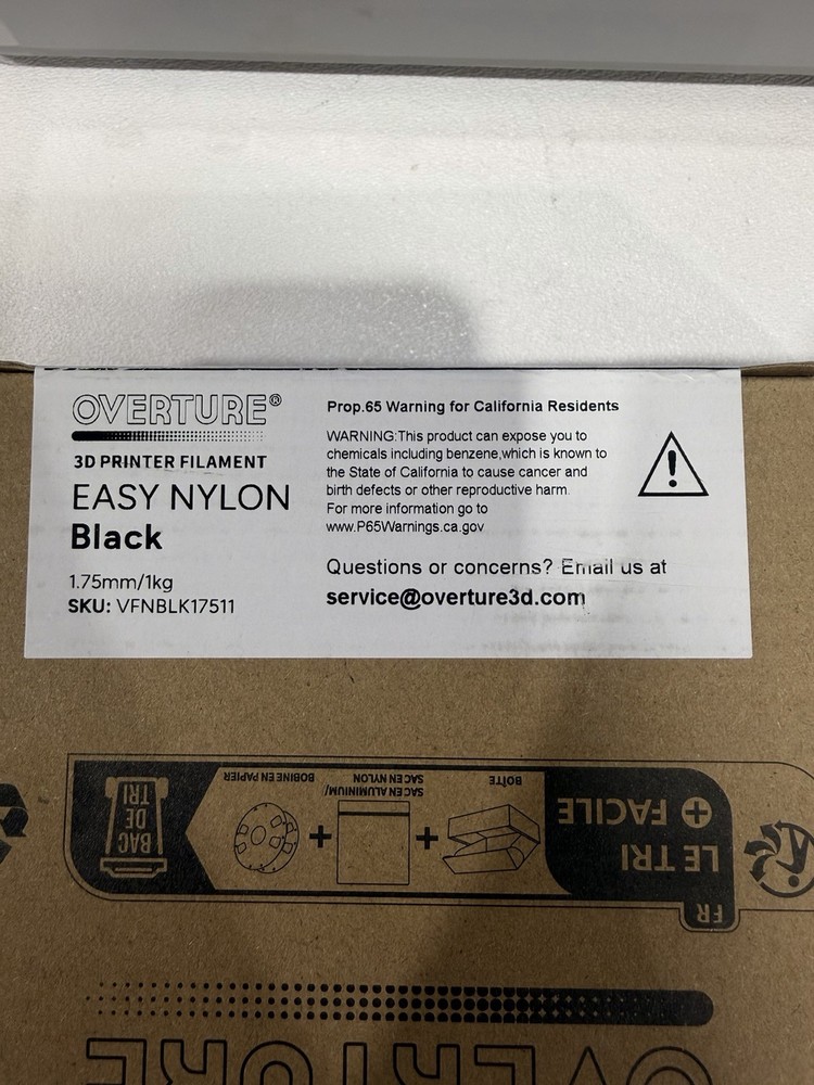 Overture 3d Printer Filament Easy Nylon Black