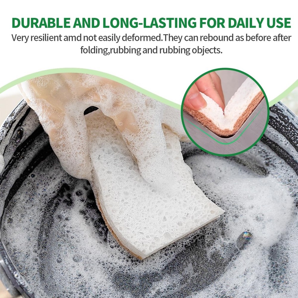 Sponges Kitchen Natural Dish Sponge PlantBased Biodegradable Compostable Cell...