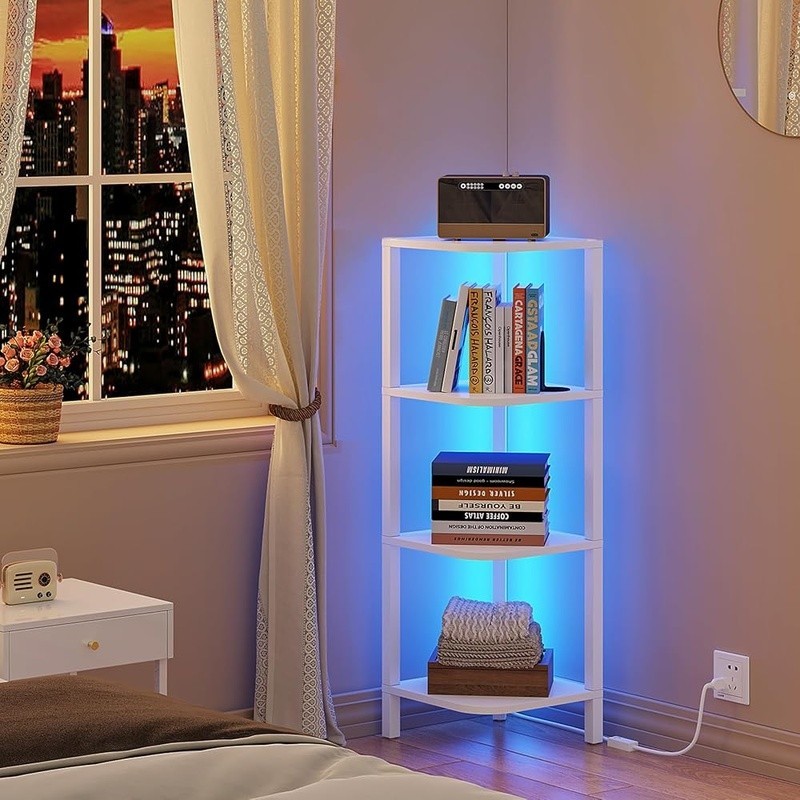 L Shaped Corner Shelf Multi Layer Storage Unit Adjustable Feet Easy Assembly New