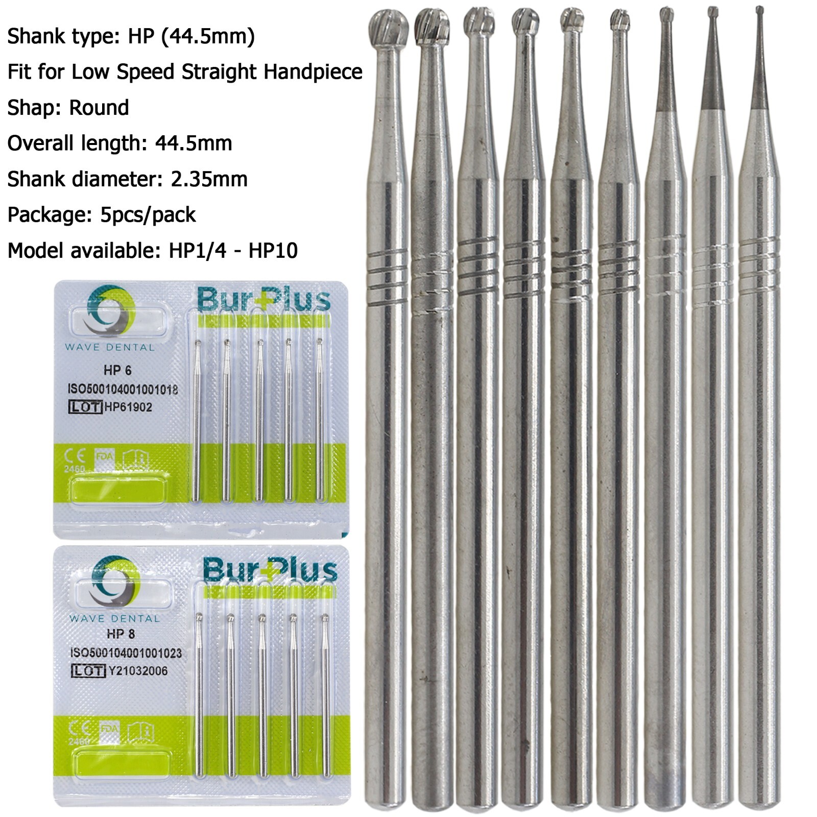 Wave Dental Carbide Burs Round HP Surgical Burs For Straight Handpiece HP 8 557