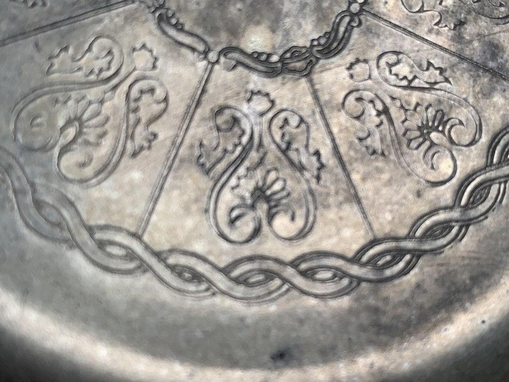 Silver Plated Trinket Dish/Ash Tray/Coaster, Etched, 4", Made In Italy