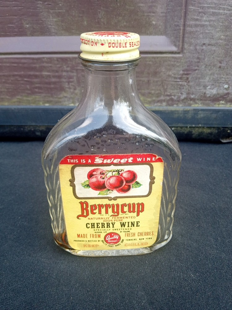 Vintage Berrycup Cherry Wine Bottle 2/5 Pint