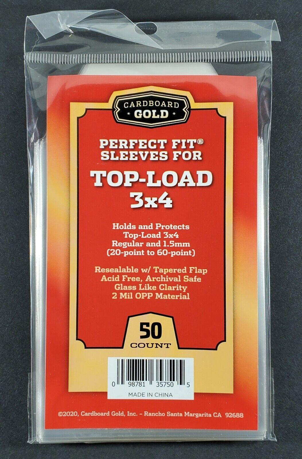 Perfect Fit Sleeves for 3x4 Toploaders 20pt-60pt: 50 100 200 500 1000 2500 Case