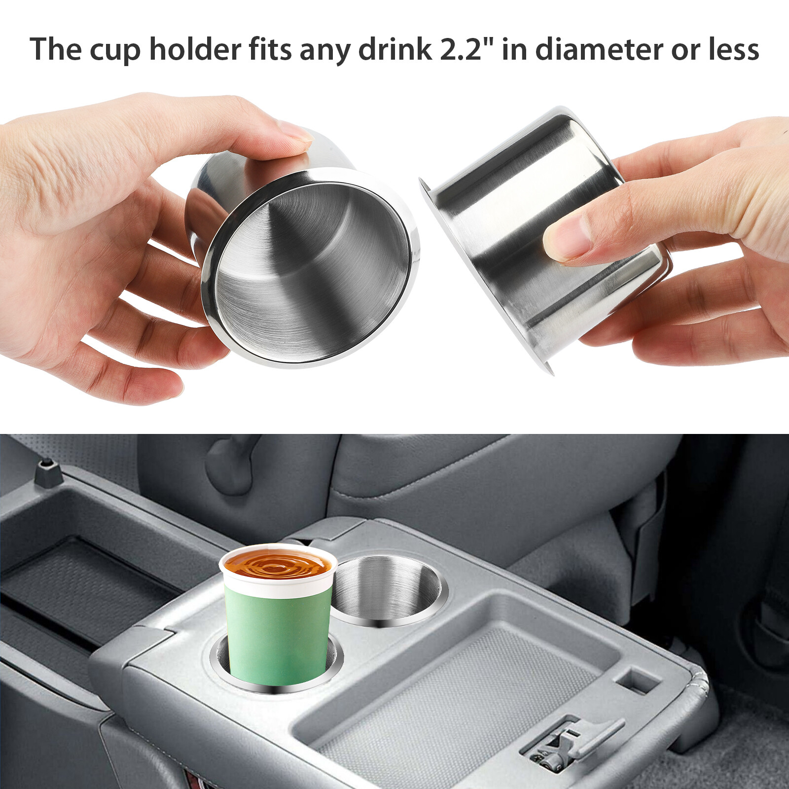 2x Universal Stainless Steel Cup Drink Holders for Car Boat Truck Marine Camper