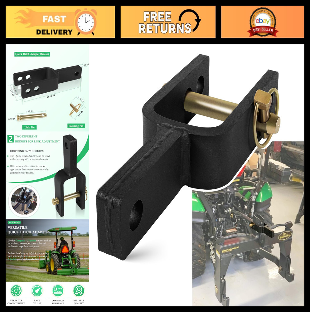 Adjustable Quick Hitch Adapter for Category 1 Tractors - Integral Casting, Versa