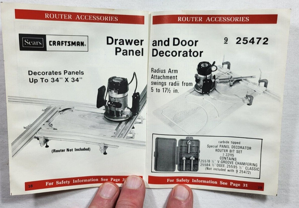 1973 - 1982 Sears Craftsman Router Bits & Accessories