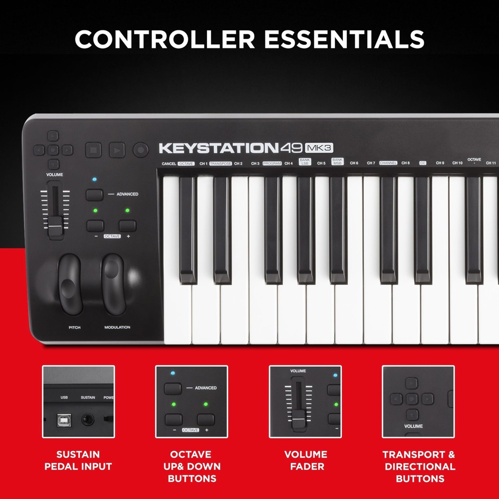 Keystation 49 MK3 - Synth Action 49 Key USB MIDI Keyboard Controller with Ass...